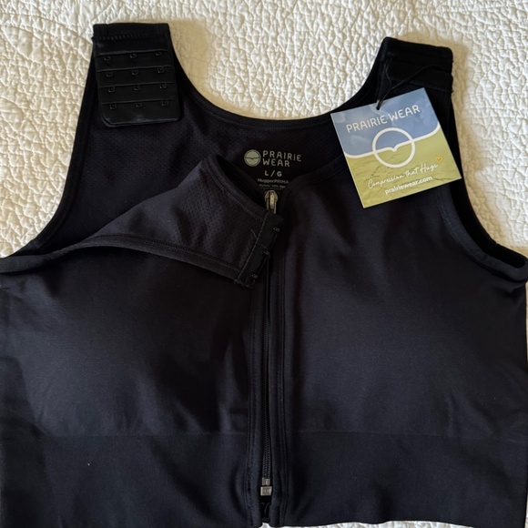 Prairie Wear HUGGER PRIMA Women L Large 38-40 Black Stretch Compression Zip Bra - Picture 10 of 15